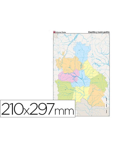 Mapa mudo color din a4 castilla leon politico
