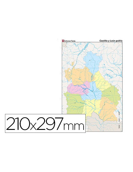 Mapa mudo color din a4 castilla leon politico
