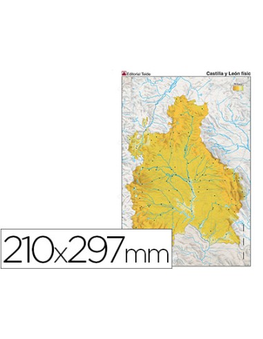 Mapa mudo color din a4 castilla leon fisico