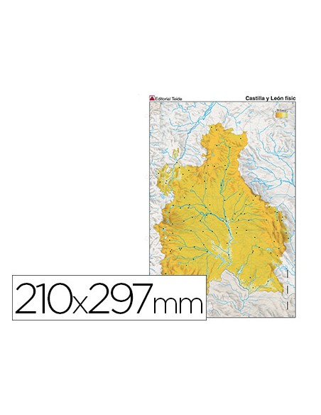 Mapa mudo color din a4 castilla leon fisico