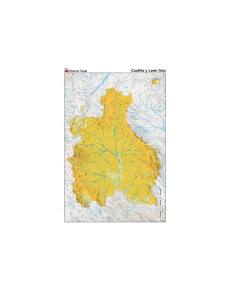 Mapa mudo color din a4 castilla leon fisico