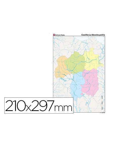 Mapa mudo color din a4 castilla la mancha politico