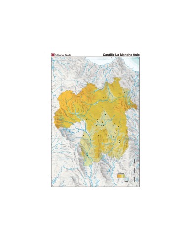 Mapa mudo color din a4 castilla la mancha fisico