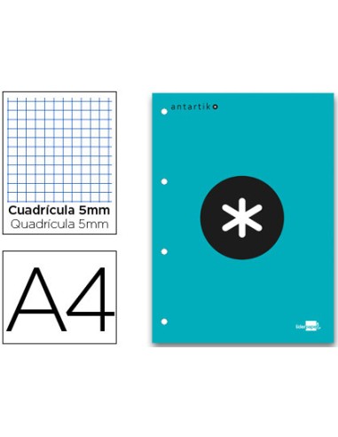 Bloc encolado liderpapel antartik cuadro 5 mm a4 natural 80 h 100 gr color turquesa
