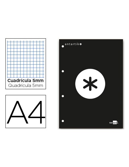 Bloc encolado liderpapel antartik cuadro 5 mm a4 natural 80 h 100 gr color negro Bloc encolado liderpapel antartik cuadro 5 mm a4 natural 80 h 100 gr color negro