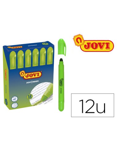 Marcador de cera gel jovi fluorescente verde caja de 12 unidades
