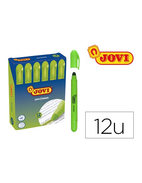 Marcador de cera gel jovi fluorescente verde caja de 12 unidades