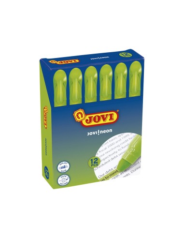 Marcador de cera gel jovi fluorescente verde caja de 12 unidades