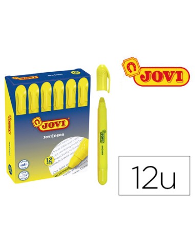 Marcador de cera gel jovi fluorescente amarillo caja de 12 unidades
