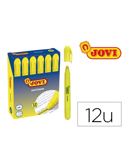 Marcador de cera gel jovi fluorescente amarillo caja de 12 unidades