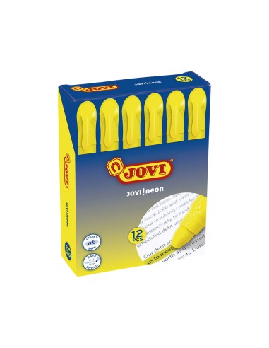 Marcador de cera gel jovi fluorescente amarillo caja de 12 unidades