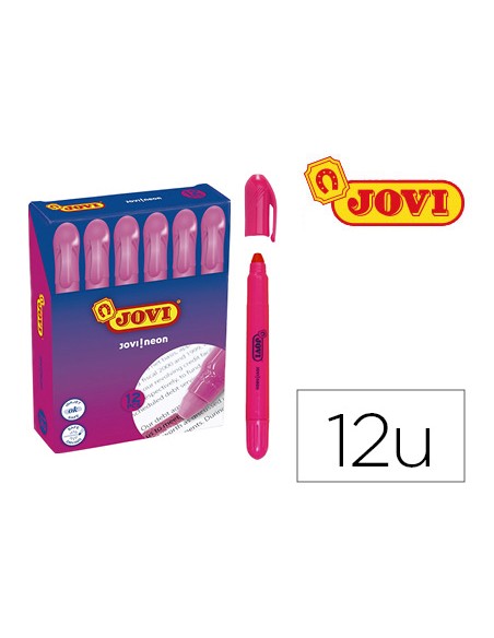 Marcador de cera gel jovi fluorescente rosa caja de 12 unidades