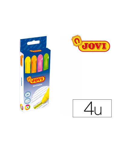 Marcador de cera gel jovi fluorescente caja de 4 unidades colores surtidos