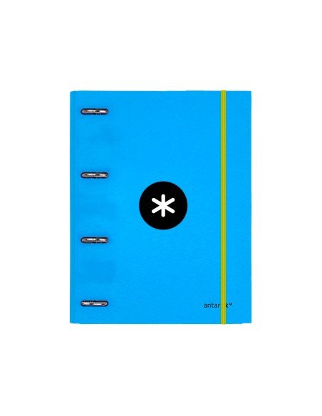 Carpeta con recambio antartik a4 cuadro 5mm forrada 4 anillas 25mm redondas color azul