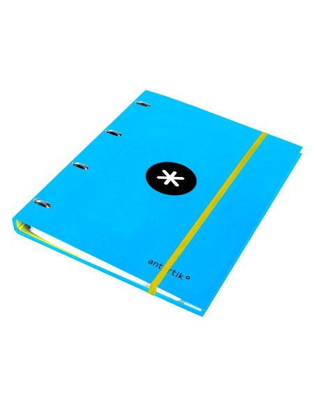 Carpeta con recambio antartik a4 cuadro 5mm forrada 4 anillas 25mm redondas color azul