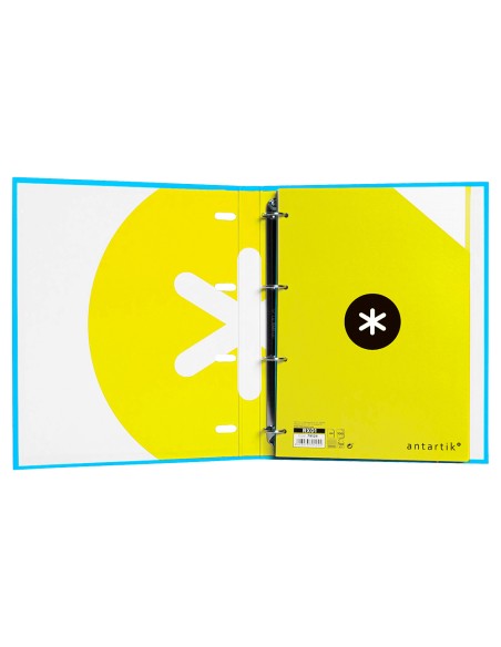 Carpeta con recambio antartik a4 cuadro 5mm forrada 4 anillas 25mm redondas color azul