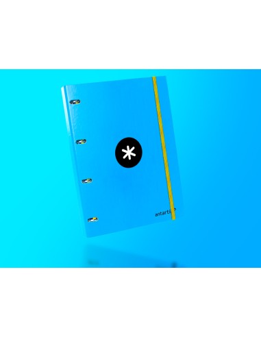 Carpeta con recambio antartik a4 cuadro 5mm forrada 4 anillas 25mm redondas color azul