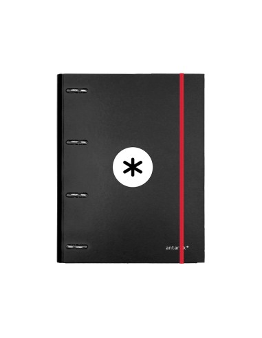 Carpeta con recambio antartik a4 cuadro 5mm forrada 4 anillas 25mm redondas color negro