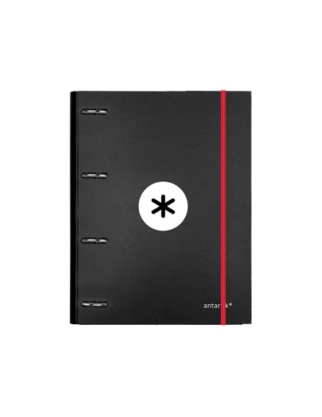 Carpeta con recambio antartik a4 cuadro 5mm forrada 4 anillas 25mm redondas color negro