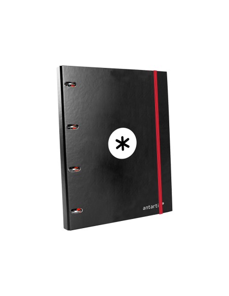 Carpeta con recambio antartik a4 cuadro 5mm forrada 4 anillas 25mm redondas color negro