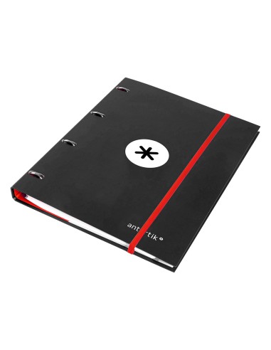 Carpeta con recambio antartik a4 cuadro 5mm forrada 4 anillas 25mm redondas color negro