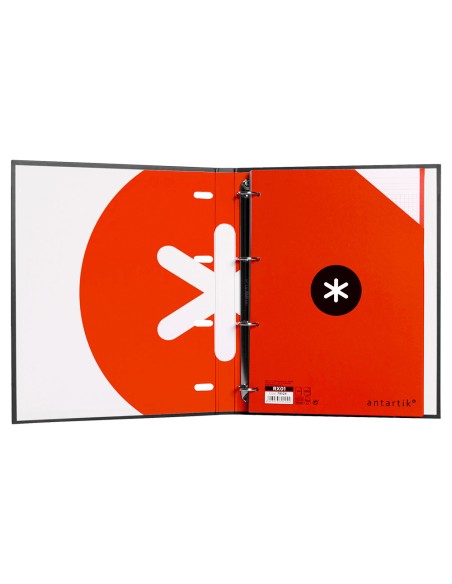 Carpeta con recambio antartik a4 cuadro 5mm forrada 4 anillas 25mm redondas color negro