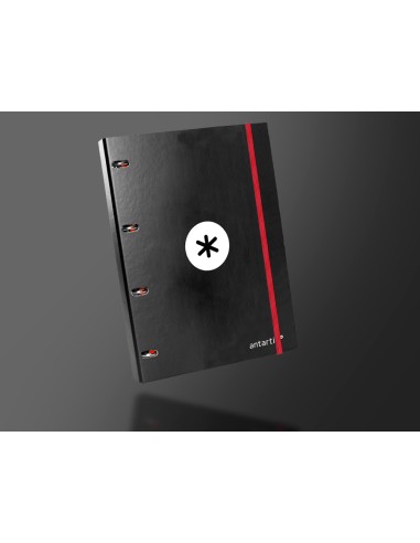 Carpeta con recambio antartik a4 cuadro 5mm forrada 4 anillas 25mm redondas color negro