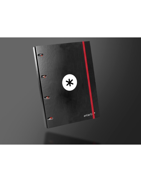 Carpeta con recambio antartik a4 cuadro 5mm forrada 4 anillas 25mm redondas color negro