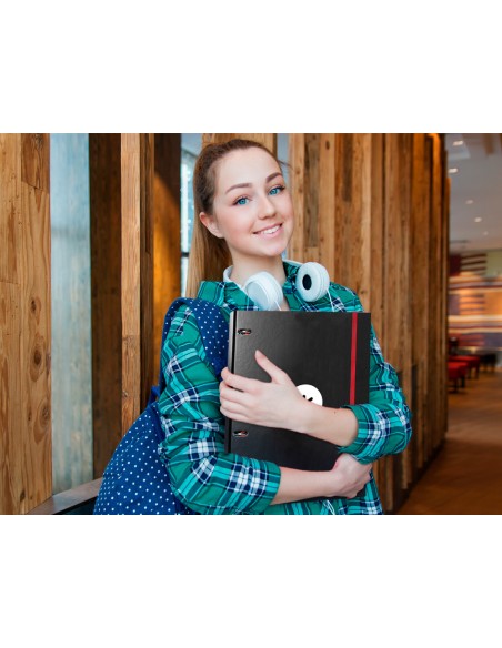 Carpeta con recambio antartik a4 cuadro 5mm forrada 4 anillas 25mm redondas color negro