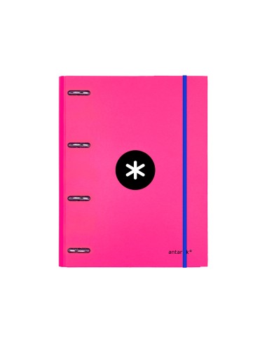 Carpeta con recambio antartik a4 cuadro 5mm forrada 4 anillas 25mm redondas color rosa