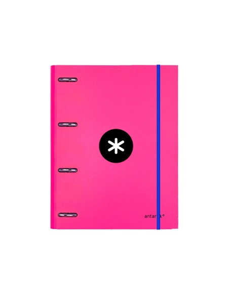 Carpeta con recambio antartik a4 cuadro 5mm forrada 4 anillas 25mm redondas color rosa