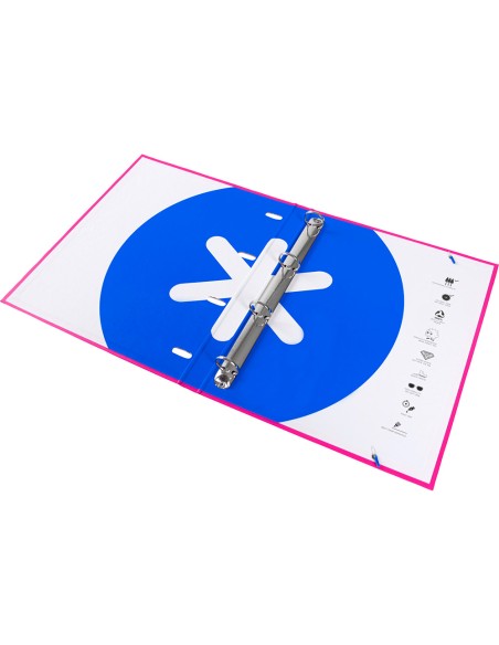 Carpeta con recambio antartik a4 cuadro 5mm forrada 4 anillas 25mm redondas color rosa