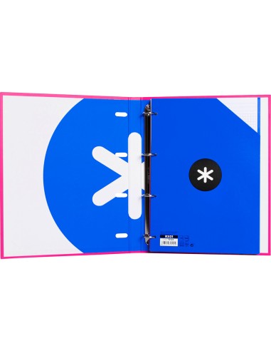 Carpeta con recambio antartik a4 cuadro 5mm forrada 4 anillas 25mm redondas color rosa