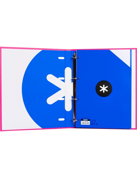 Carpeta con recambio antartik a4 cuadro 5mm forrada 4 anillas 25mm redondas color rosa