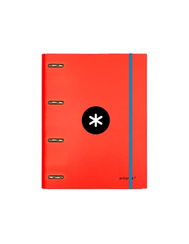 Carpeta con recambio antartik a4 cuadro 5mm forrada 4 anillas 25mm redondas color rojo