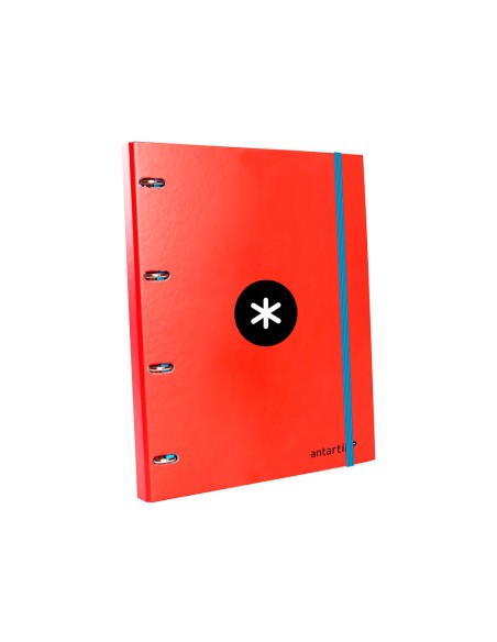 Carpeta con recambio antartik a4 cuadro 5mm forrada 4 anillas 25mm redondas color rojo