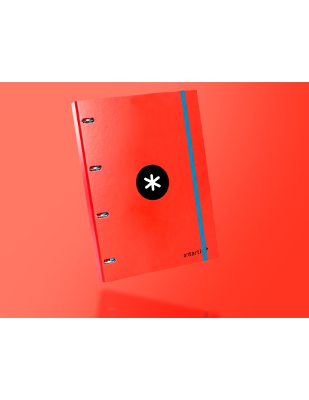Carpeta con recambio antartik a4 cuadro 5mm forrada 4 anillas 25mm redondas color rojo