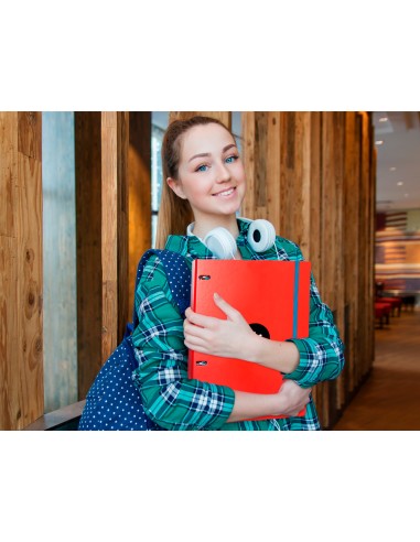 Carpeta con recambio antartik a4 cuadro 5mm forrada 4 anillas 25mm redondas color rojo