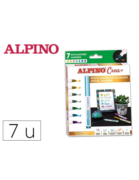 Rotulador alpino crea metalix caja de 7 colores surtidos