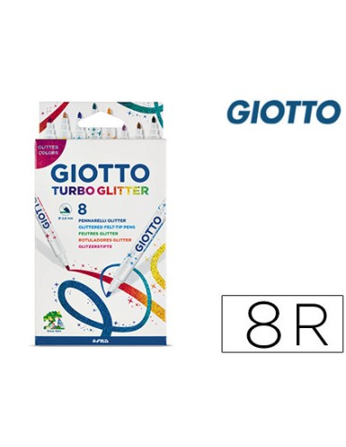 Rotulador giotto turbo glitter purpurina caja de 8 unidades