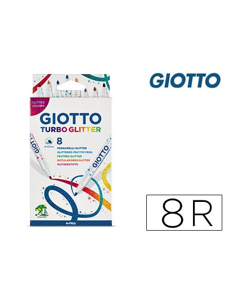 Rotulador giotto turbo glitter purpurina caja de 8 unidades