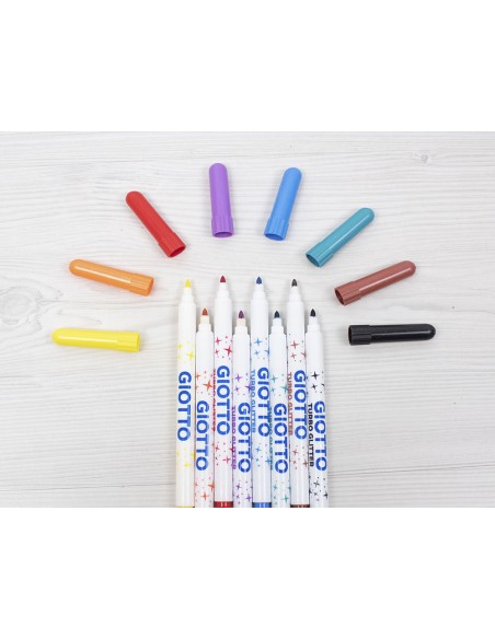 Rotulador giotto turbo glitter purpurina caja de 8 unidades