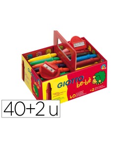 Lapices cera giotto bebe super schoolpack de 40 unidades 2 sacapauntas