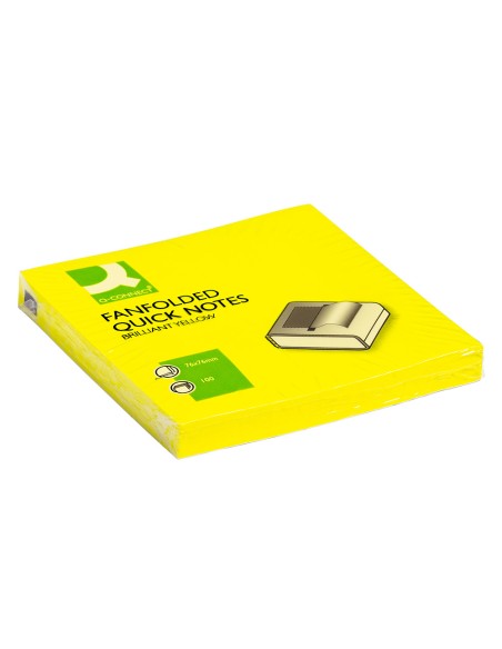 Bloc de notas adhesivas quita y pon q connect 76x76 mm amarillo neon zig zag