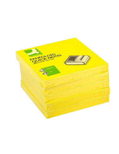Bloc de notas adhesivas quita y pon q connect 76x76 mm amarillo neon zig zag