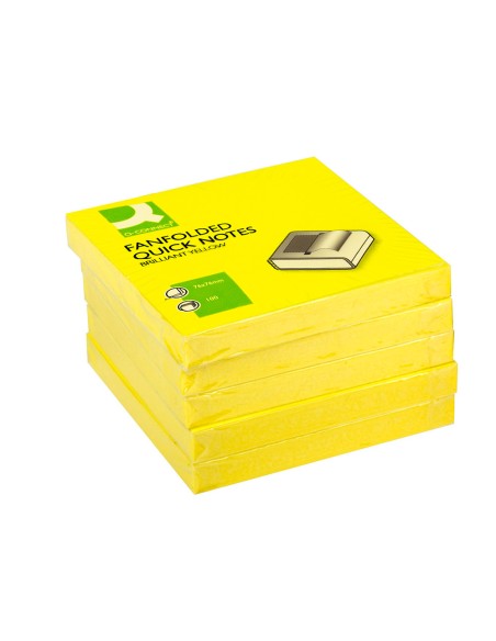 Bloc de notas adhesivas quita y pon q connect 76x76 mm amarillo neon zig zag