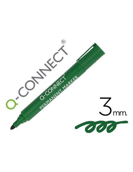 Rotulador q connect marcador permanente verde punta redonda 3 mm