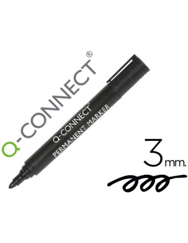 Rotulador q connect marcador permanente negro punta redonda 3 mm