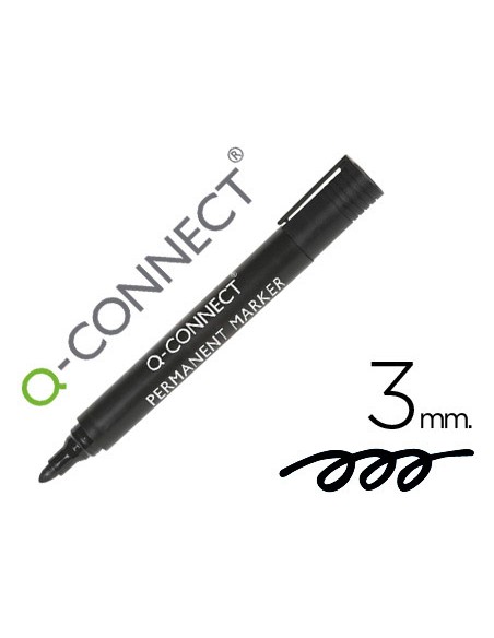 Rotulador q connect marcador permanente negro punta redonda 3 mm