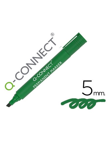 Rotulador q connect marcador permanente verde punta biselada 5 mm